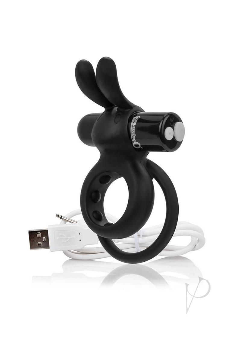 Charged Ohare Rechargeable Silicone Rabbit Cock Ring - Black