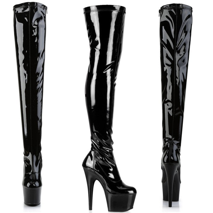 Cloud 9 Lingerie | Sexy Stripper Shoes | 7-INCH BLACK THIGH HIGH BOOTS