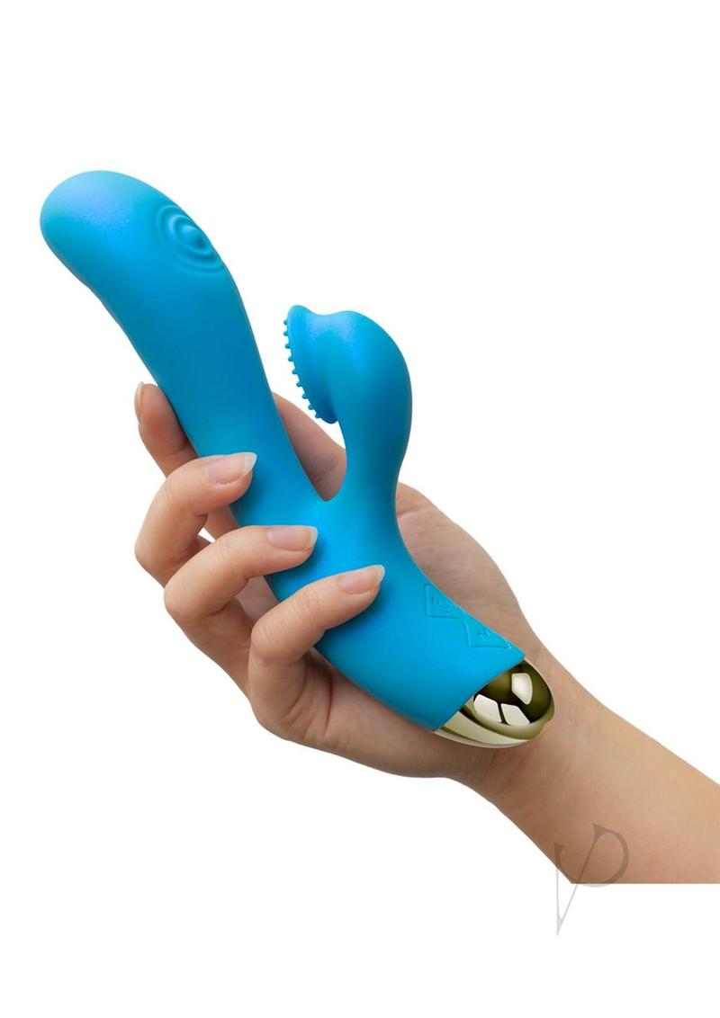 Aria Arousing Af Rechargeable Silicone Rabbit Vibrator - Blue