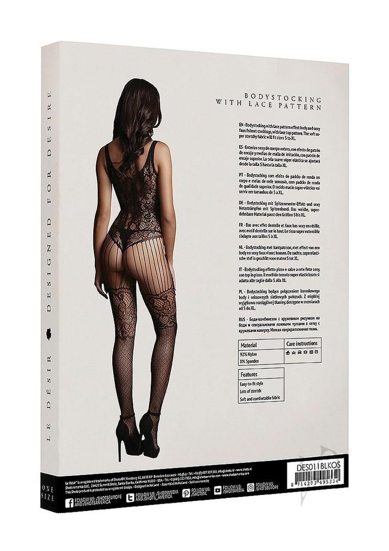 Le Desir Lace and Fishnet Bodystocking - O/s - Black