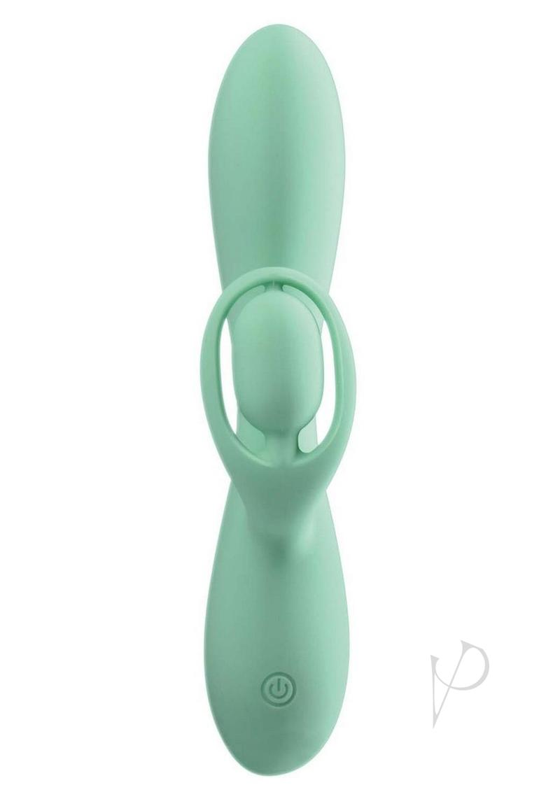 Blaze Romantic Rechargeable Silicone Rabbit Vibrator - Aqua