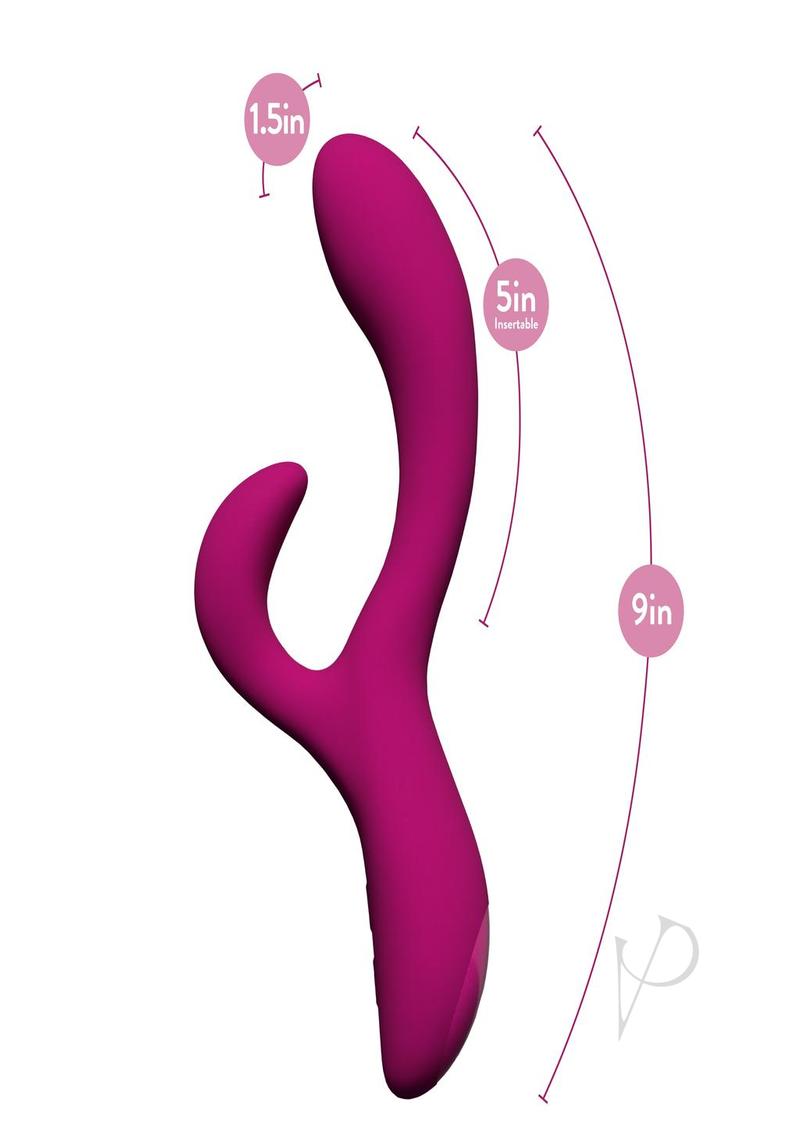Blush Collection Quinn Rechargeable Silicone Rabbit Vibrator - Burgundy