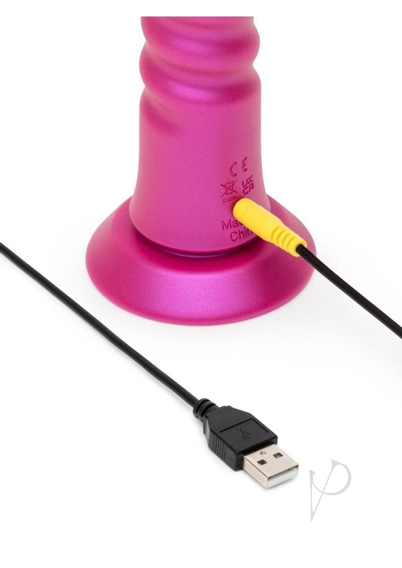 Romp Jiggle Rechargeable Silicone Thrusting Vibrating Dildo with Suction Cup - Pink