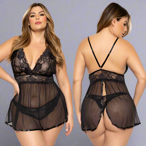 Cloud 9 Lingerie | Sexy Lingerie Store in Corpus Christi | SHEER BLACK MESH BABYDOLL SET