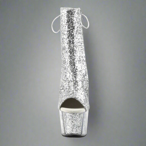 Cloud 9 Lingerie | Sexy Stripper Shoes in Corpus Christi | SILVER GLITTER ANKLE BOOTS