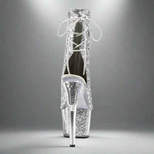 Cloud 9 Lingerie | Sexy Stripper Shoes in Corpus Christi | SILVER GLITTER ANKLE BOOTS