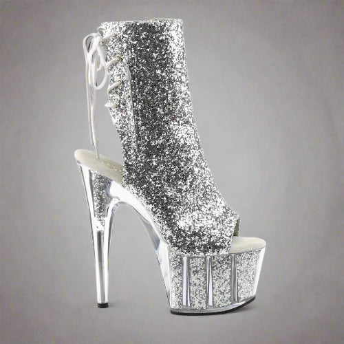 Cloud 9 Lingerie | Sexy Stripper Shoes in Corpus Christi | SILVER GLITTER ANKLE BOOTS