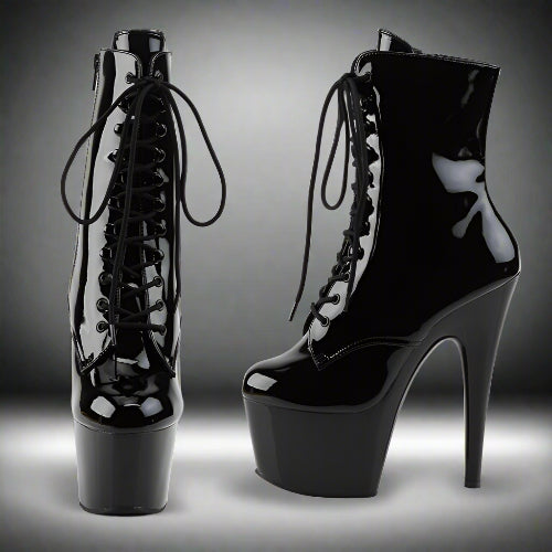 Cloud 9 Lingerie | Sexy Stripper Shoes in Corpus Christi | SHINY BLACK PATENT LEATHER BOOTS