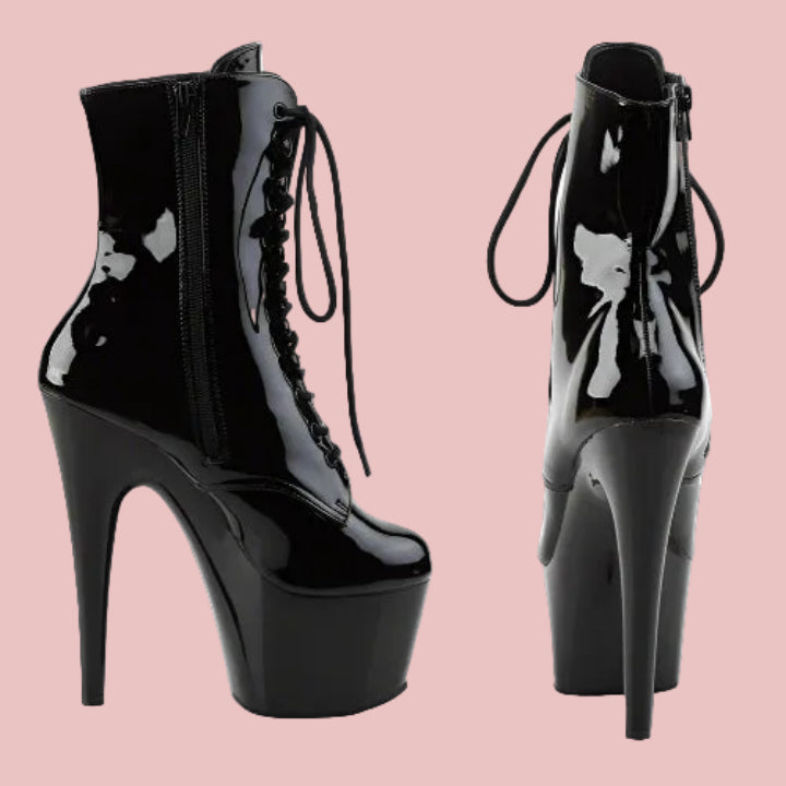 Cloud 9 Lingerie | Sexy Stripper Shoes in Corpus Christi | SHINY BLACK PATENT LEATHER BOOTS