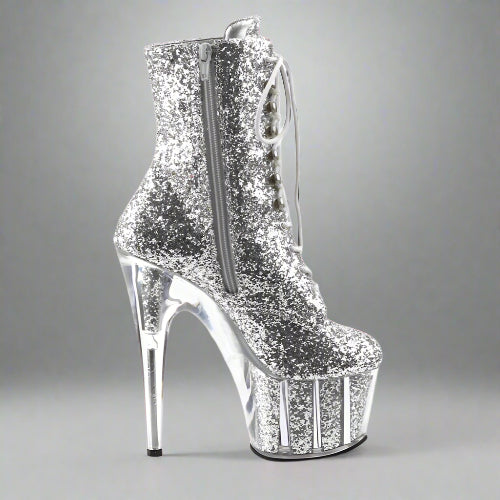 Cloud 9 Lingerie | Sexy Shoes in Corpus Christi | SILVER GLITTER ANKLE HIGH BOOTS