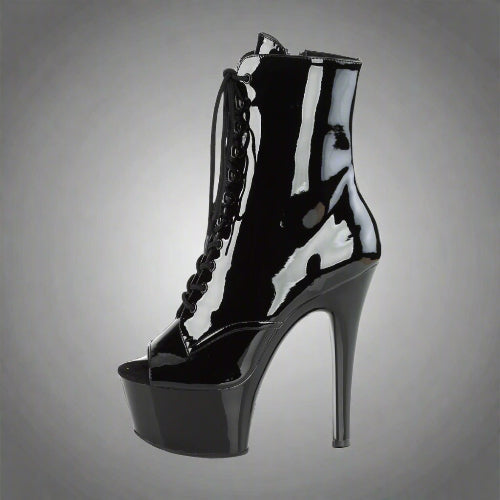 Cloud 9 Lingerie | Stripper Boots in Corpus Christi | 6" LACE UP ANKLE BOOTS WITH PEEP TOE