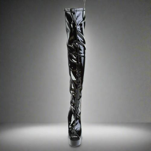 Product Description: 6" Heel, 1 3/4" Platform Peep Toe Thigh High Boot
Step into bold style with our stunning 6" Heel, 1 3/4" Platform Peep Toe Thigh High Boot. Designed for the fashion-forward, these boots are the perfect fusion of elegance and attitude.
Key Features:
Dramatic Height: Elevate your look with a striking 6" (152mm) heel that adds an eye-catching lift to any outfit.
Comfortable Platform: The 1 3/4" (45mm) platform provides stability and comfort, making these boots perfect for all-night wear.