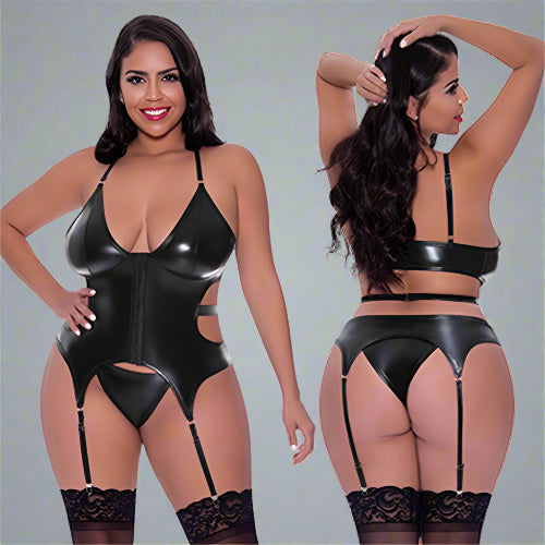 Cloud 9 Lingerie | Sexy Fetish Lingerie in Corpus Christi | WET LOOK BUSTIER SET