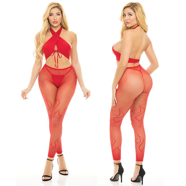 Cloud 9 Lingerie | Sexy Leggings in Corpus Christi | FLAMING FISHNET LEGGINGS SET
