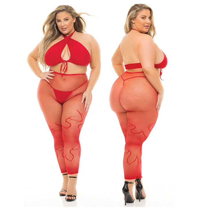 Cloud 9 Lingerie | Sexy Leggings in Corpus Christi | FLAMING FISHNET LEGGINGS SET