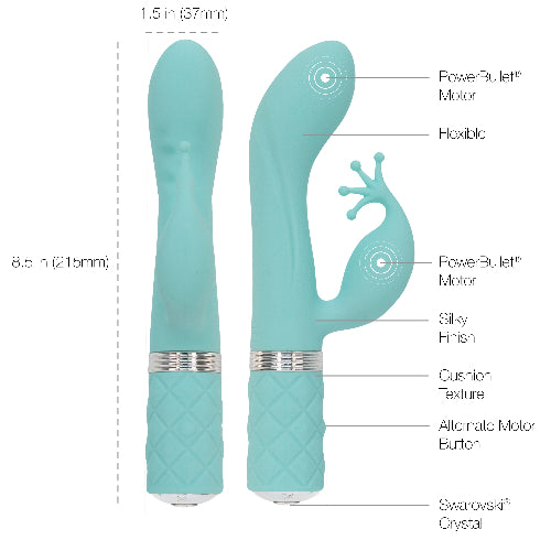 Cloud 9 Lingerie | Adult Toys in Corpus Christi | PILLOW TALK KINKY RABBIT VIBRATOR | Teal Blue