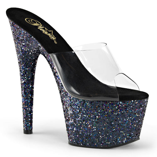 Cloud 9 Lingerie | Sexy Stripper Shoes in Corpus Christi | 7-INCH BLACK GLITTER SLIDES