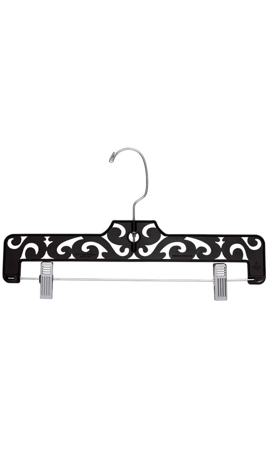 14" Boutique Black Carved Plastic Pant Hangers - Case of 50