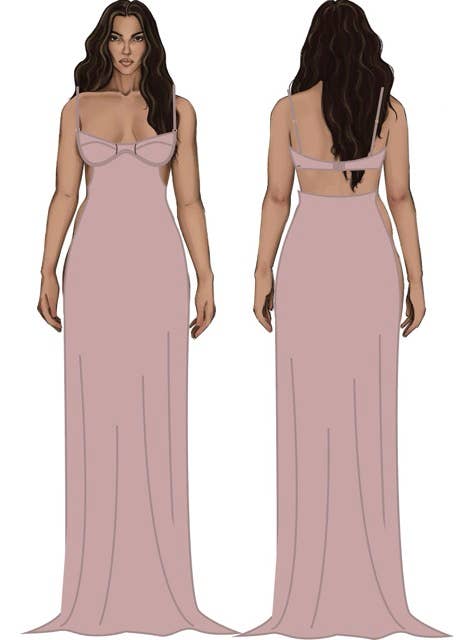 BRIGETA SATIN MONO WIRE LONG GOWN