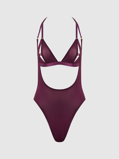 YASMINE SHIMMER MESH SLIT CUP, BACKLESS TEDDY & BRALETTE SET