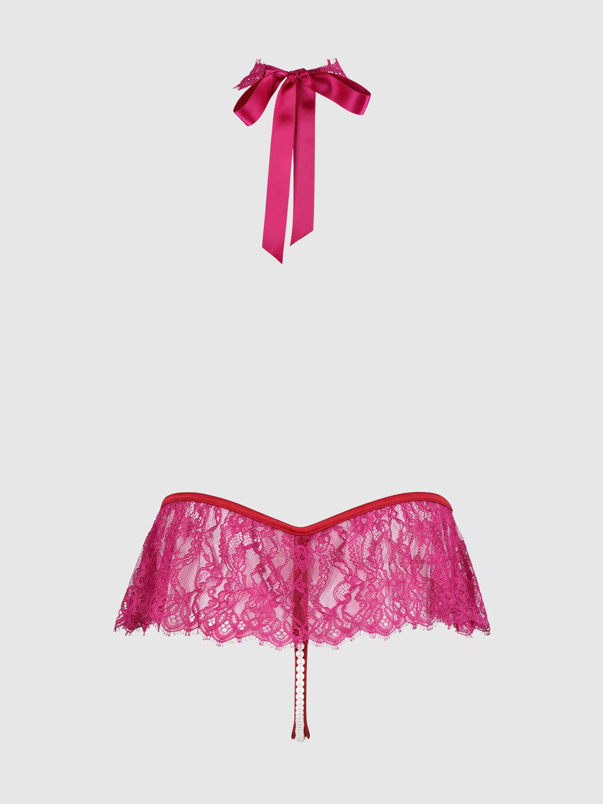 JOCELYN LACE & PEARL CROTCHLESS TEDDY