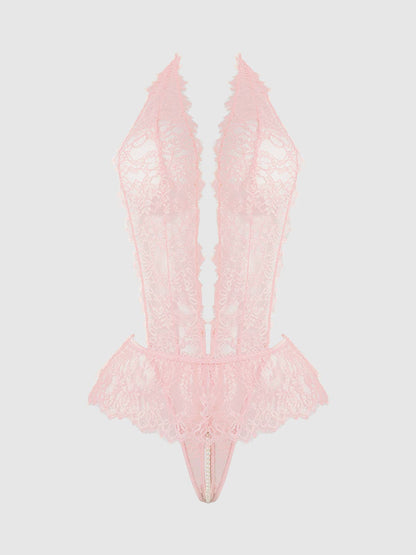 JOCELYN LACE & PEARL CROTCHLESS TEDDY