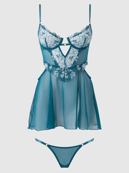 NOVA BLACKLIGHT LACE BABYDOLL & G-STRING SET