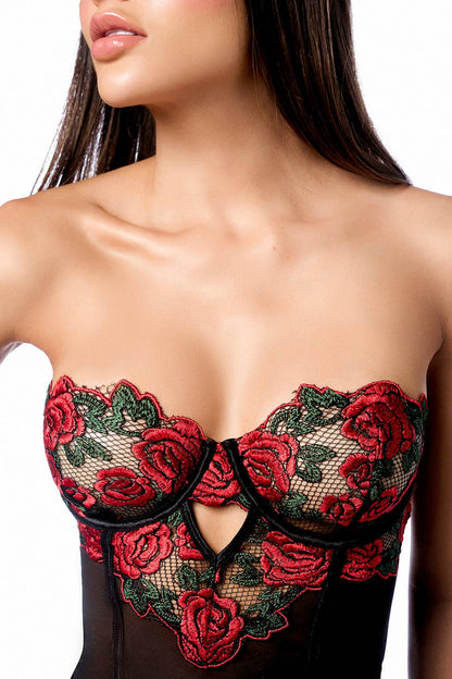7619 Robe with matching Panty Black/Red
