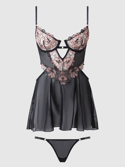 NOVA BLACKLIGHT LACE BABYDOLL & G-STRING SET