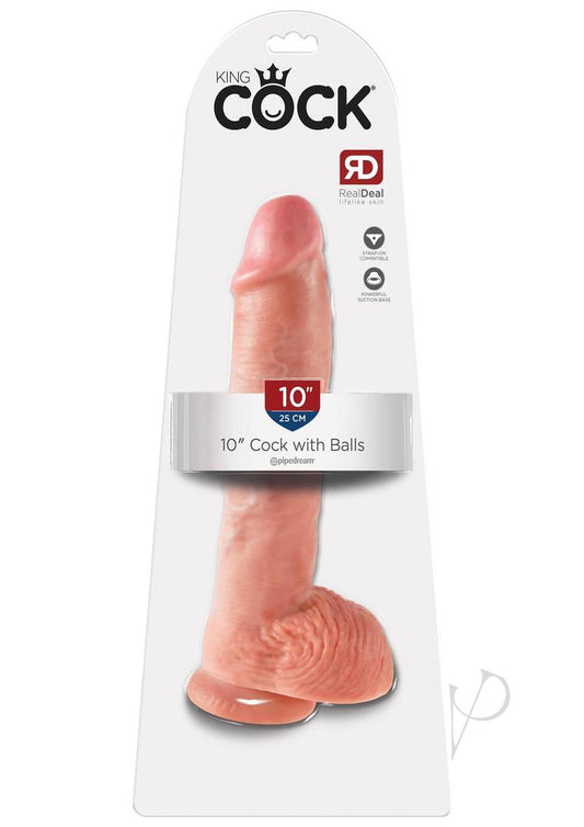 King Cock Dildo with Balls 10In - Vanilla