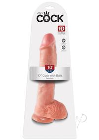 King Cock Dildo with Balls 10In - Vanilla