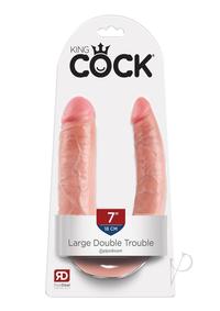 King Cock U-shaped Large Double Trouble Dildo - Vanilla