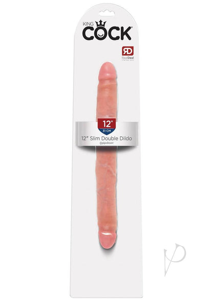 King Cock Slim Double Dildo 12In - Vanilla