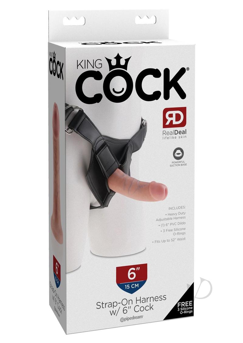 King Cock Strap on Harness with Dildo 6In - Vanilla