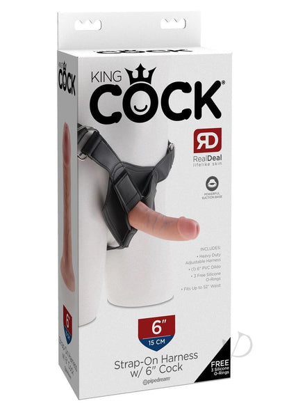 King Cock Strap on Harness with Dildo 6In - Vanilla