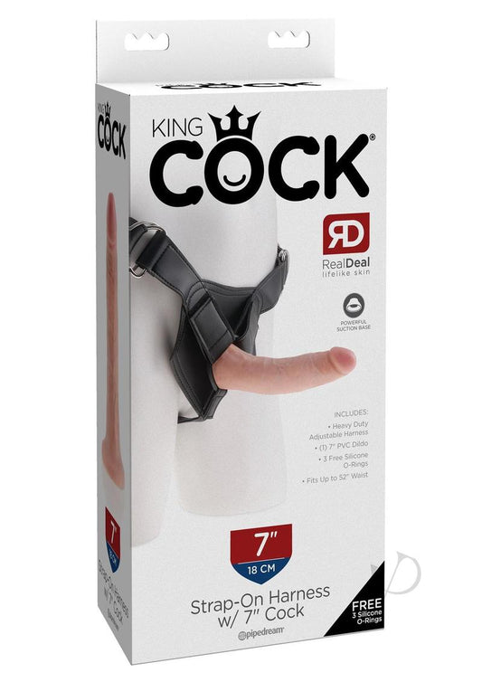 King Cock Strap on Harness with Dildo 7In - Vanilla