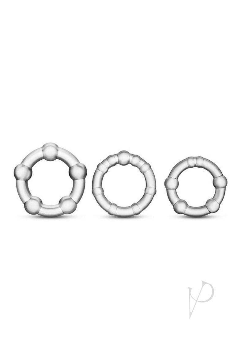 Stay Hard Beaded Cock Rings (3 Sizes) - Clear