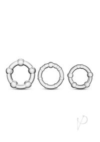 Stay Hard Beaded Cock Rings (3 Sizes) - Clear