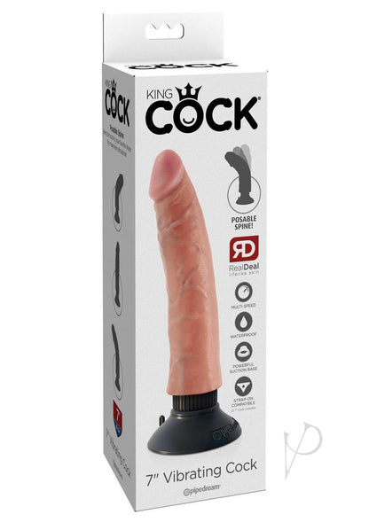 King Cock Vibrating Dildo 7In - Vanilla