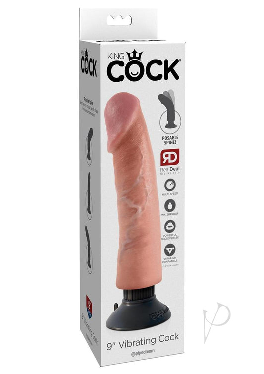 King Cock Vibrating Dildo 9In - Vanilla