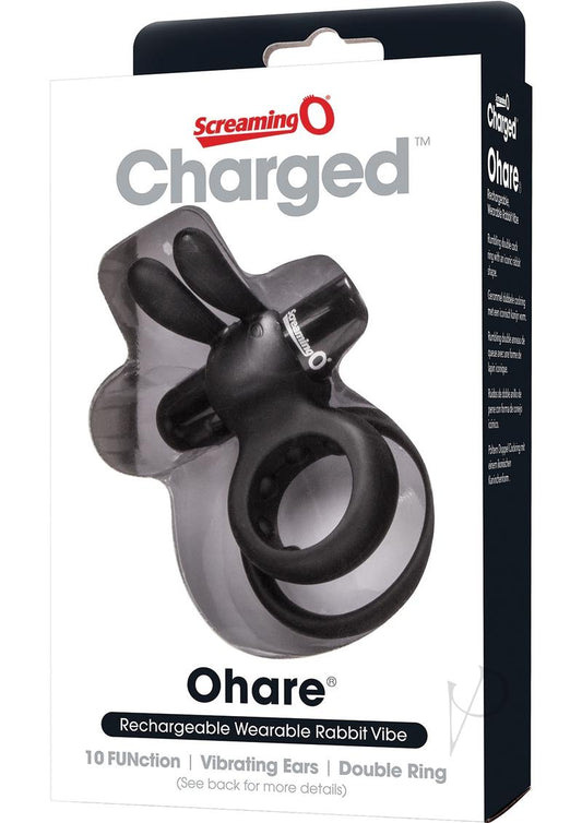 Charged Ohare Rechargeable Silicone Rabbit Cock Ring - Black