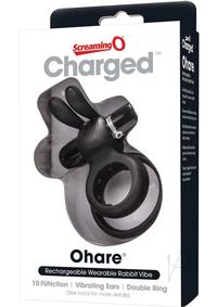 Charged Ohare Rechargeable Silicone Rabbit Cock Ring - Black