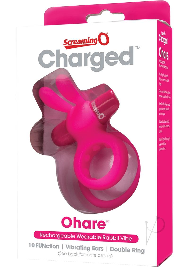 Charged Ohare Rechargeable Silicone Rabbit Cock Ring - Pink