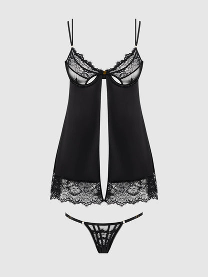 ISSADORA LACE OPENABLE CUP BABYDOLL & G-STRING SET