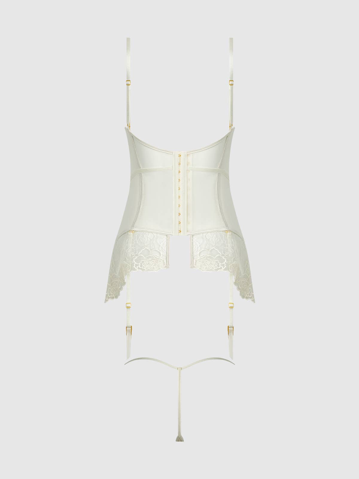 ROSALIE SATIN & EMBROIDERED LACE CHEMISE & G-STRING SET