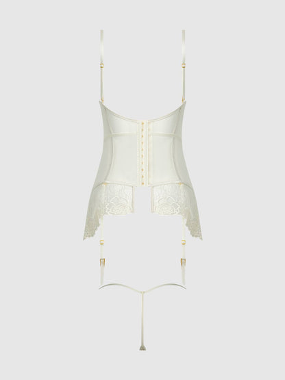 ROSALIE SATIN & EMBROIDERED LACE CHEMISE & G-STRING SET