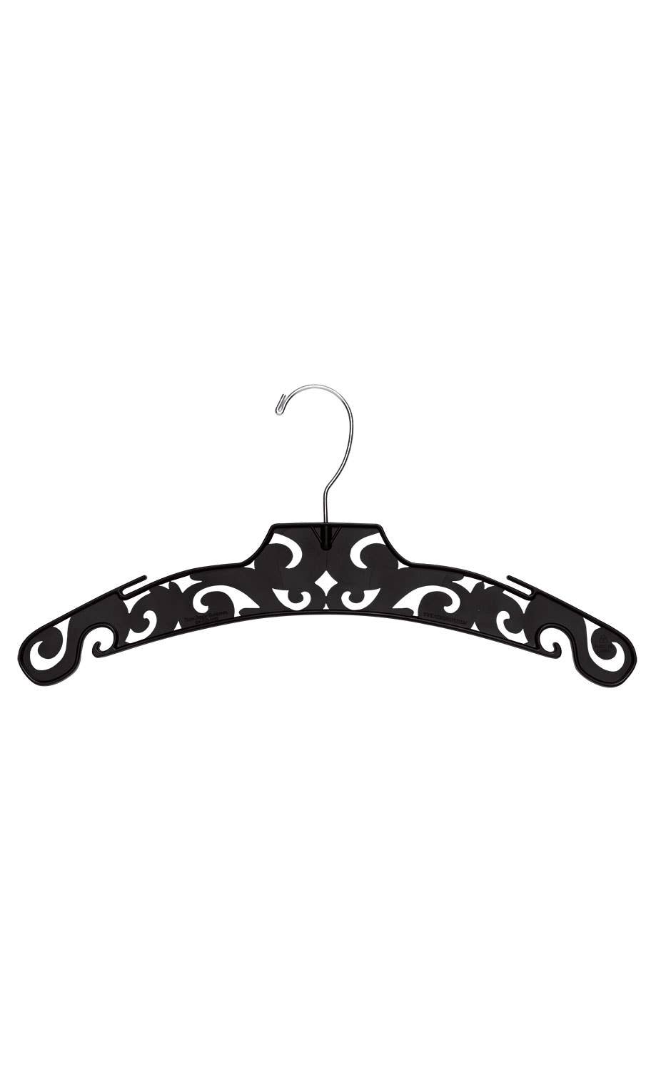 15" Boutique Black Carved Plastic Dress Hangers - Case of 50