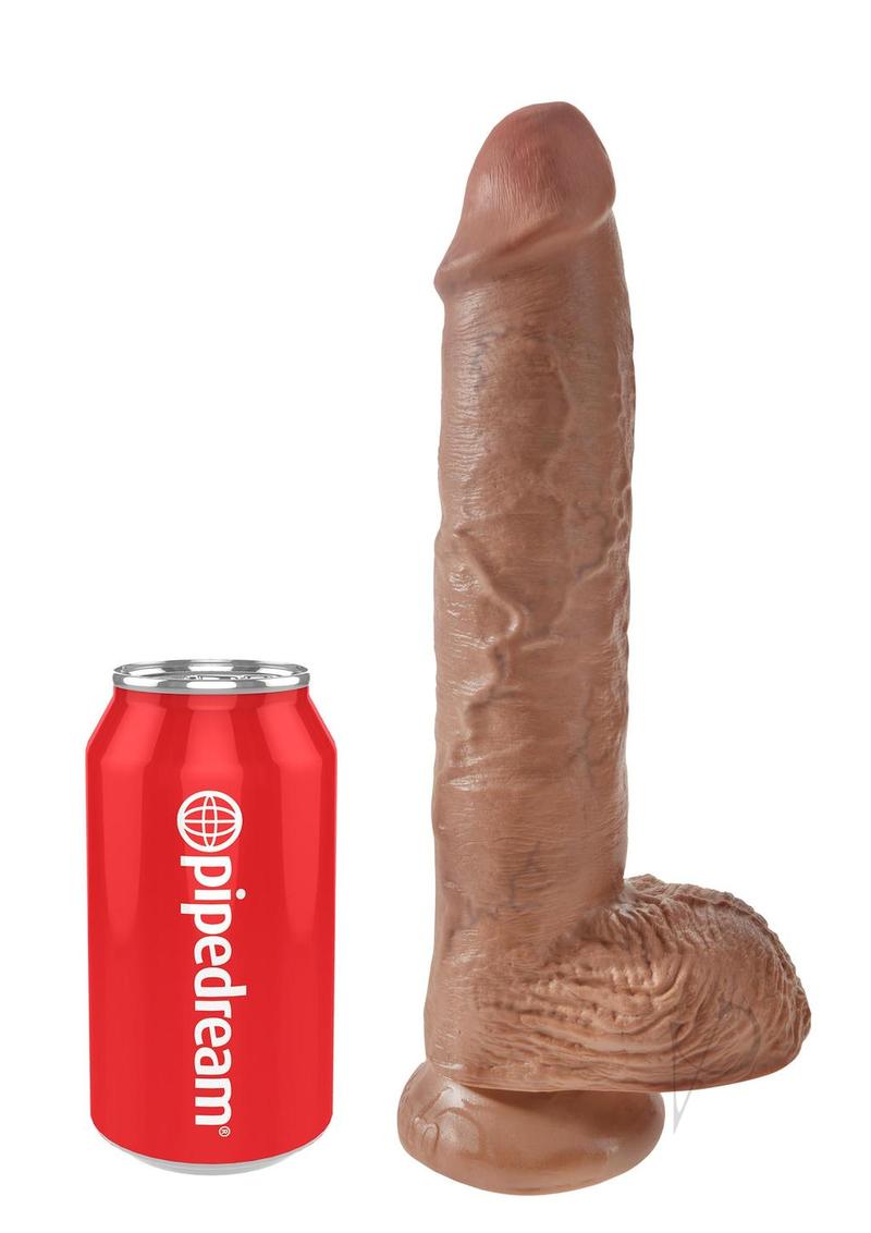 King Cock Dildo with Balls 10In - Caramel