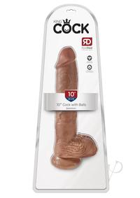 King Cock Dildo with Balls 10In - Caramel