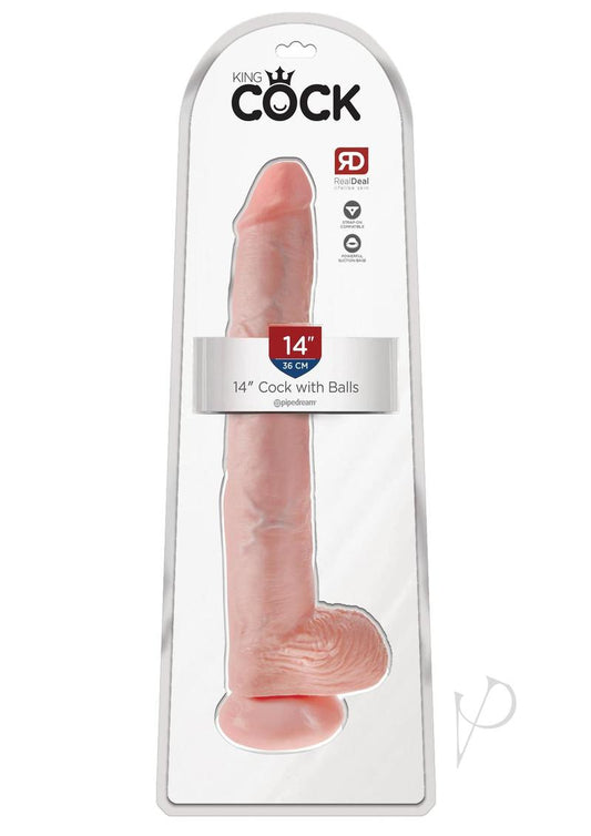 King Cock Dildo with Balls 14In - Vanilla